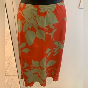 Harari green orange silk printed skirt Sz M new